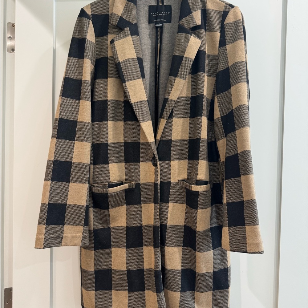 Sanctuary Plaid Black and Tan Coat